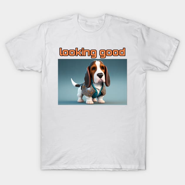Basset Hound - Looking Good and dressed for success T-Shirt by TheArtfulAI